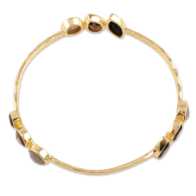 Gold plated multi-gemstone bangle bracelet, 'Harmonious Sparkle' - Gold Plated Multi-Gemstone Bangle Bracelet from India