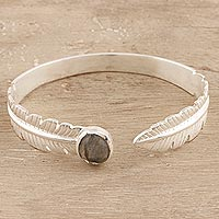 Labradorite cuff bracelet, 'Caressing Leaf'