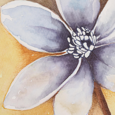 'Morning Blossom' - Signiertes realistisches Gemälde von Morgenblüten aus Indien