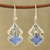 Chalcedony and blue topaz dangle earrings, 'Blue Creativity' - Chalcedony and Blue Topaz Dangle Earrings from India