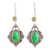 Peridot dangle earrings, 'Alluring Beauty' - Peridot and Green Composite Turquoise Dangle Earrings