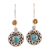 Citrine dangle earrings, 'Striking Beauty' - Circular Citrine and Composite Turquoise Dangle Earrings