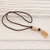 Wood beaded pendant necklace, 'Boho Flair' - Wood Long Beaded Pendant Necklace from India thumbail