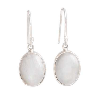Natural Rainbow Moonstone Dangle Earrings from India