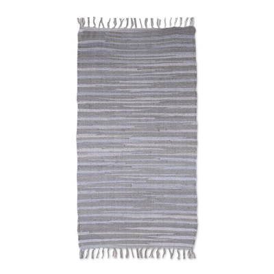 Teppich aus recycelter Baumwolle, (2x4,5) - Grauer Teppich aus recycelter Baumwolle aus Indien (2x4,5)