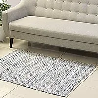 Recycled cotton area rug, 'Diamond Intricacy' (3x4.5)