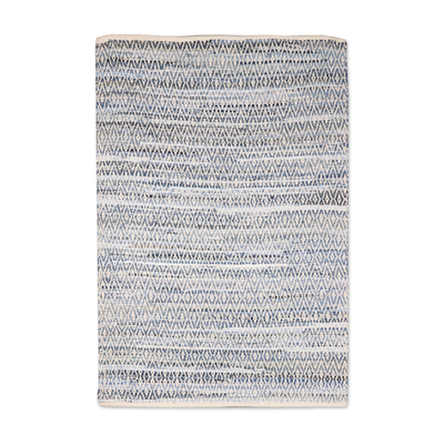 Teppich aus recycelter Baumwolle, (3x4,5) - Rautenmuster-Teppich aus recycelter Baumwolle aus Indien (3x4,5)