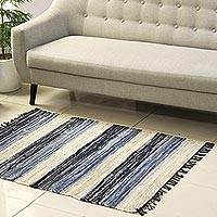 Recycled cotton area rug, Oceanic Fusion (3x4.5)