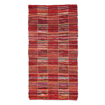 Teppich aus recycelter Baumwolle, (2x4) - Handgewebter Teppich aus recycelter Baumwolle aus Indien (2x4)