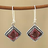 Garnet dangle earrings, 'Radiant Kite'