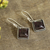 Garnet dangle earrings, 'Radiant Kite' - Square Natural Garnet Dangle Earrings from India