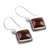 Garnet dangle earrings, 'Radiant Kite' - Square Natural Garnet Dangle Earrings from India