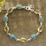 Citrine link bracelet, 'Tears of India' - Citrine Link Bracelet from India