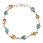Citrine link bracelet, 'Tears of India' - Citrine Link Bracelet from India