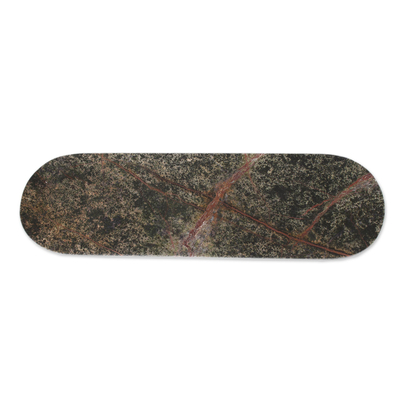 Marble platter, 'Forest Veins' (19.5 inch) - Oval Green Marble Platter from India (19.5 Inch)