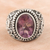 Amethyst single-stone ring, 'Om Glitter' - Om-Themed Amethyst Single-Stone Ring from India (image 2) thumbail