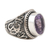 Amethyst single-stone ring, 'Om Glitter' - Om-Themed Amethyst Single-Stone Ring from India (image 2c) thumbail