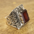 Men's garnet ring, 'Delhi Crimson' - Men's Rectangular Garnet Ring from India (image 2b) thumbail