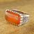 Men's onyx ring, 'Sunset Vines' - Men's Orange Onyx Ring Crafted in India (image 2c) thumbail
