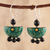 Ceramic dangle earrings, 'Green Orchids' - Green Floral Ceramic Dangle Earrings from India