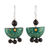 Ceramic dangle earrings, 'Green Orchids' - Green Floral Ceramic Dangle Earrings from India