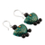 Ceramic dangle earrings, 'Green Orchids' - Green Floral Ceramic Dangle Earrings from India
