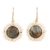Gold plated labradorite and cultured pearl dangle earrings, 'Petal Glow' - Labradorite and Cultured Pearl Dangle Earrings from India thumbail
