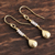 Gold plated rainbow moonstone beaded dangle earrings, 'Teardrop Beads' - Gold Plated Rainbow Moonstone Beaded Dangle Earrings (image 2b) thumbail