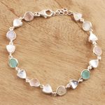 Multi-gemstone link bracelet, 'Fascinating Arrangement' - Faceted Multi-Gemstone Link Bracelet from India