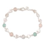 Multi-gemstone link bracelet, 'Fascinating Arrangement' - Faceted Multi-Gemstone Link Bracelet from India