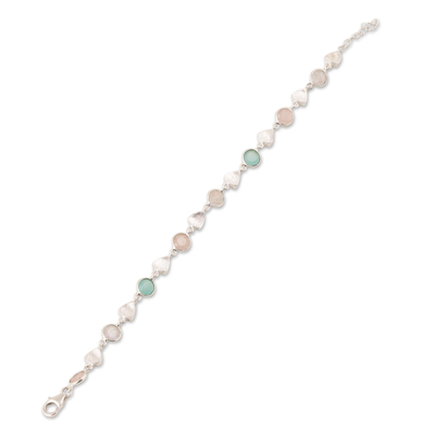 Multi-gemstone link bracelet, 'Fascinating Arrangement' - Faceted Multi-Gemstone Link Bracelet from India