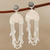 Rose quartz and labradorite dangle earrings, 'Half-Moon Rain' - Half-Circle Rose Quartz and Labradorite Dangle Earrings (image 2) thumbail