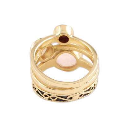 Gold plated multi-gemstone cocktail ring, 'Color Harmony' - Gold-Plated Multi-Gemstone Cocktail Ring from India