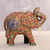 Skulptur aus Pappmaché - Bunte florale Elefantenskulptur aus Pappmaché aus Indien