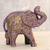 Papier mache sculpture, 'Royal Trunk' - Purple Floral Motif Papier Mache Elephant Sculpture thumbail