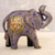Skulptur aus Pappmaché - Florale blaue Elefantenskulptur aus Pappmaché aus Indien