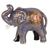 Papier mache sculpture, 'Triumphant Elephant' - Floral Blue Papier Mache Elephant Sculpture from India