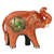 Papier mache sculpture, 'Cute Baby Elephant in Orange' - Orange Floral Papier Mache Elephant Sculpture from India