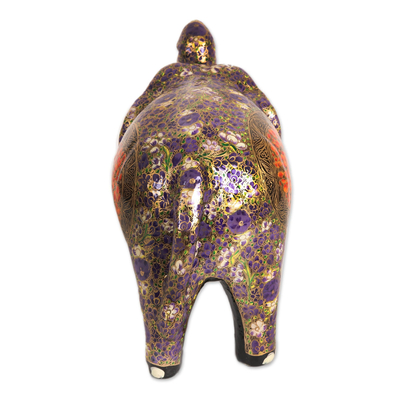 Skulptur aus Pappmaché - Handbemalte florale Elefantenskulptur aus Pappmaché