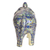 Papier mache sculpture, 'Floral Baby Elephant' - Blue Floral Papier Mache Elephant Sculpture from India