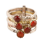 Onyx multi-stone ring, 'Alluring Glow' - Red-Orange Onyx Multi-Stone Ring from India