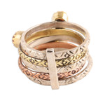 Onyx multi-stone ring, 'Alluring Glow' - Red-Orange Onyx Multi-Stone Ring from India