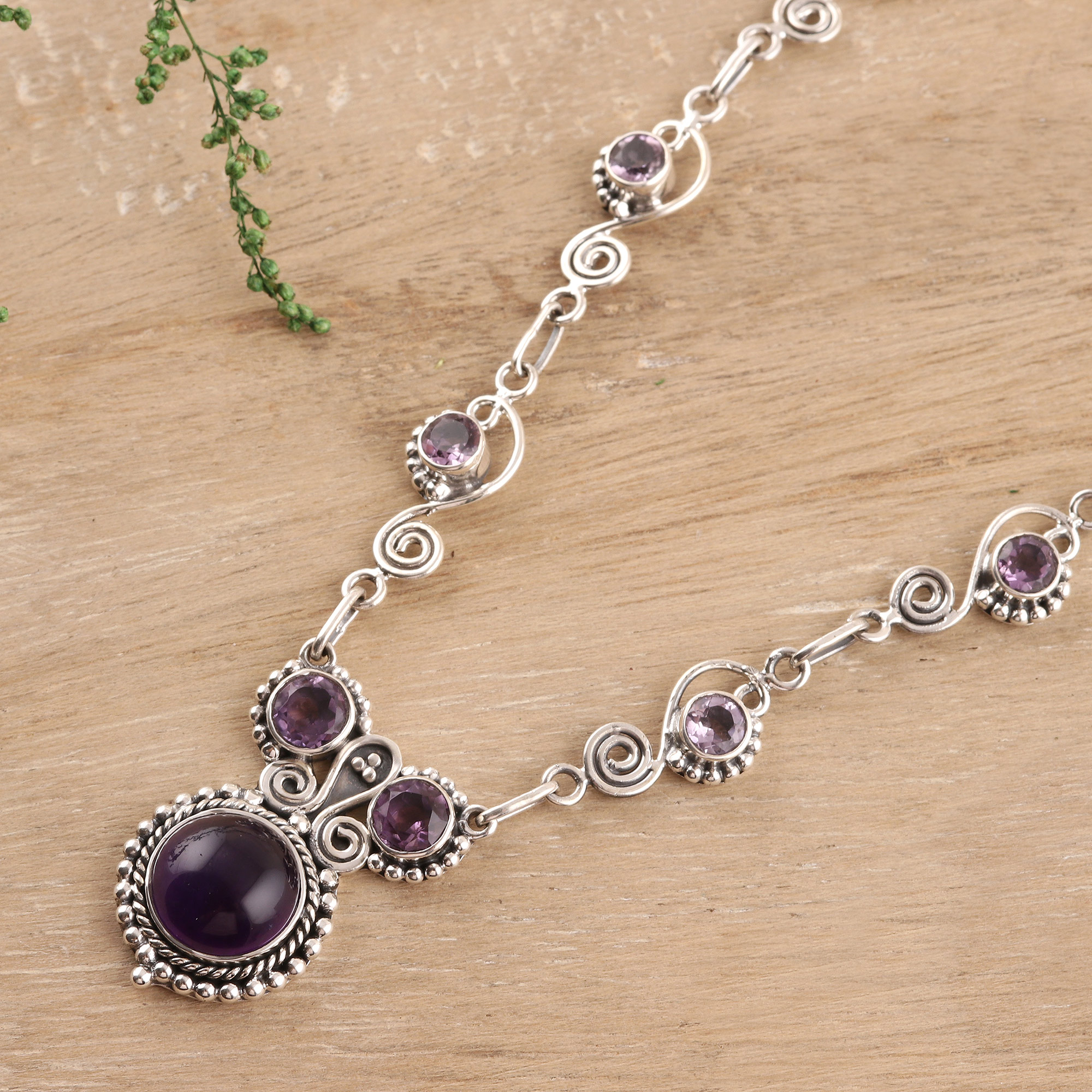 Indian Amethyst And Sterling Silver Necklace Meerut Magic Novica