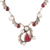 Garnet and cultured pearl pendant necklace, 'Radiant Garland' - Leaf Pattern Garnet and Cultured Pearl Necklace (image 2a) thumbail