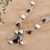 Garnet and cultured pearl pendant necklace, 'Radiant Garland' - Leaf Pattern Garnet and Cultured Pearl Necklace (image 2b) thumbail