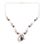 Garnet and cultured pearl pendant necklace, 'Radiant Garland' - Leaf Pattern Garnet and Cultured Pearl Necklace (image 2c) thumbail
