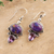 Amethyst dangle earrings, 'Regal Allure' - Regal Sterling Silver and Amethyst Earrings from India