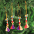 Wood beaded ornaments, 'Chirping Birds' (set of 4) - Bird-Themed Wood Beaded Ornaments from India (Set of 4)