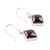 Garnet dangle earrings, 'Fiery Squares' - Square Garnet Dangle Earrings from India