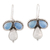 Chalcedony and rainbow moonstone dangle earrings, 'Droplet Trios' - Teardrop Chalcedony and Rainbow Moonstone Dangle Earrings (image 2a) thumbail